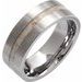 Tungsten Flat Band with Antler Wood Inlay Size 10 