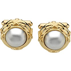 Men's Cuff Link for Mabé Pearl Mounting