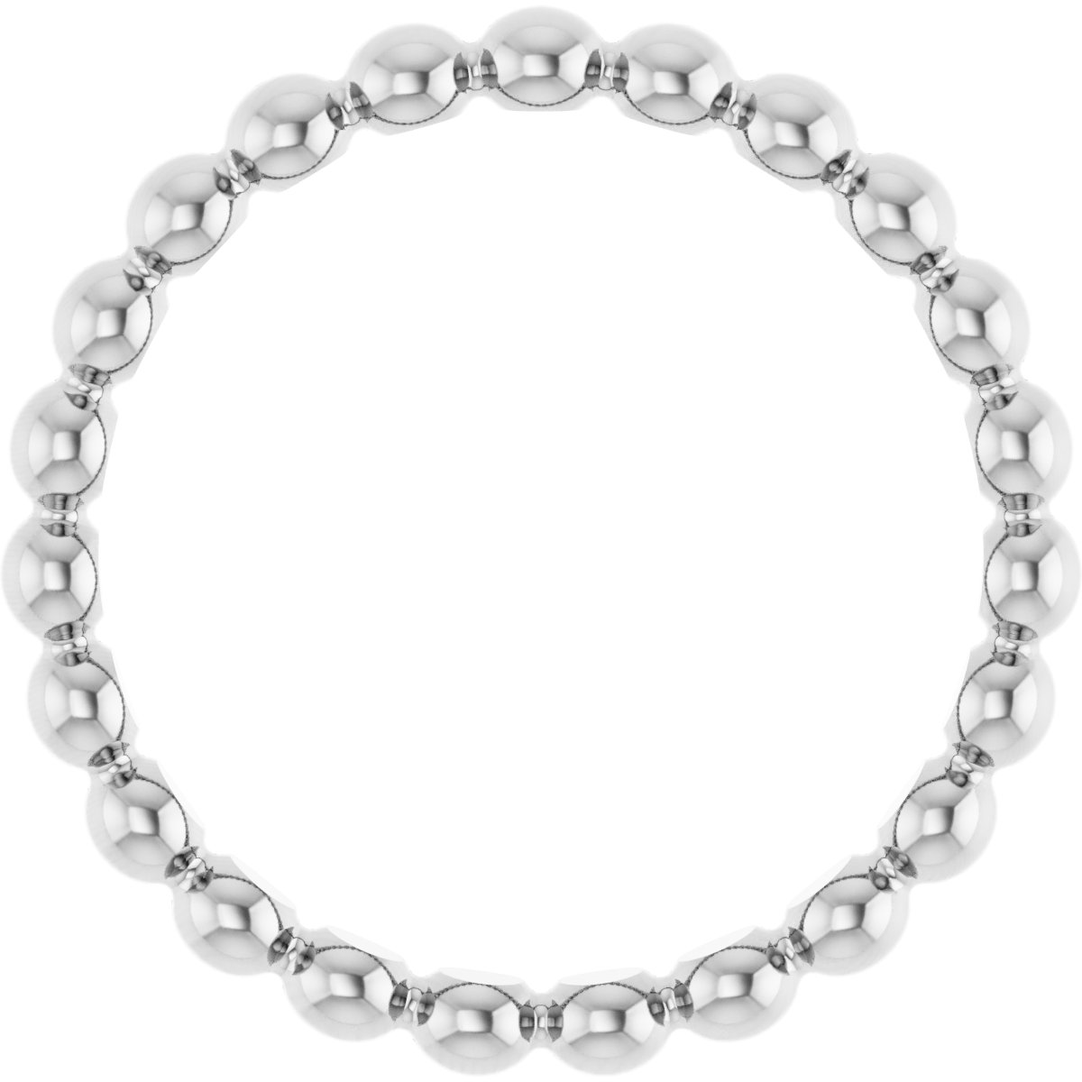 14K White Beaded Stackable Ring