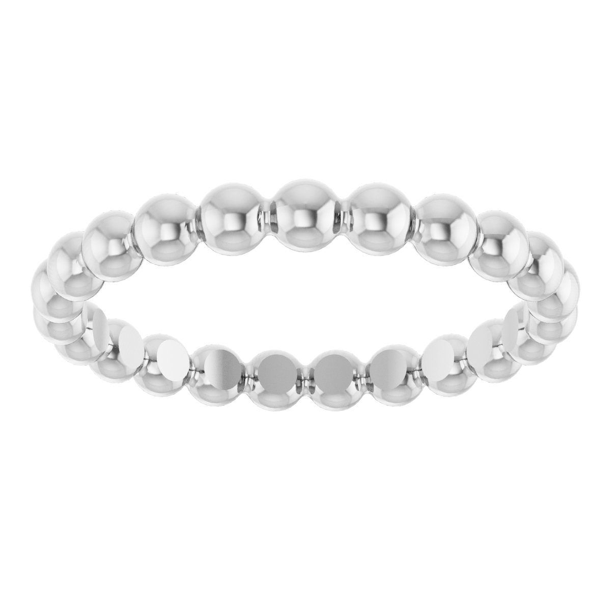 14K White Beaded Stackable Ring