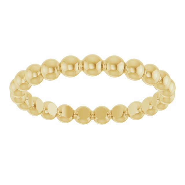 14K Yellow Beaded Stackable Ring