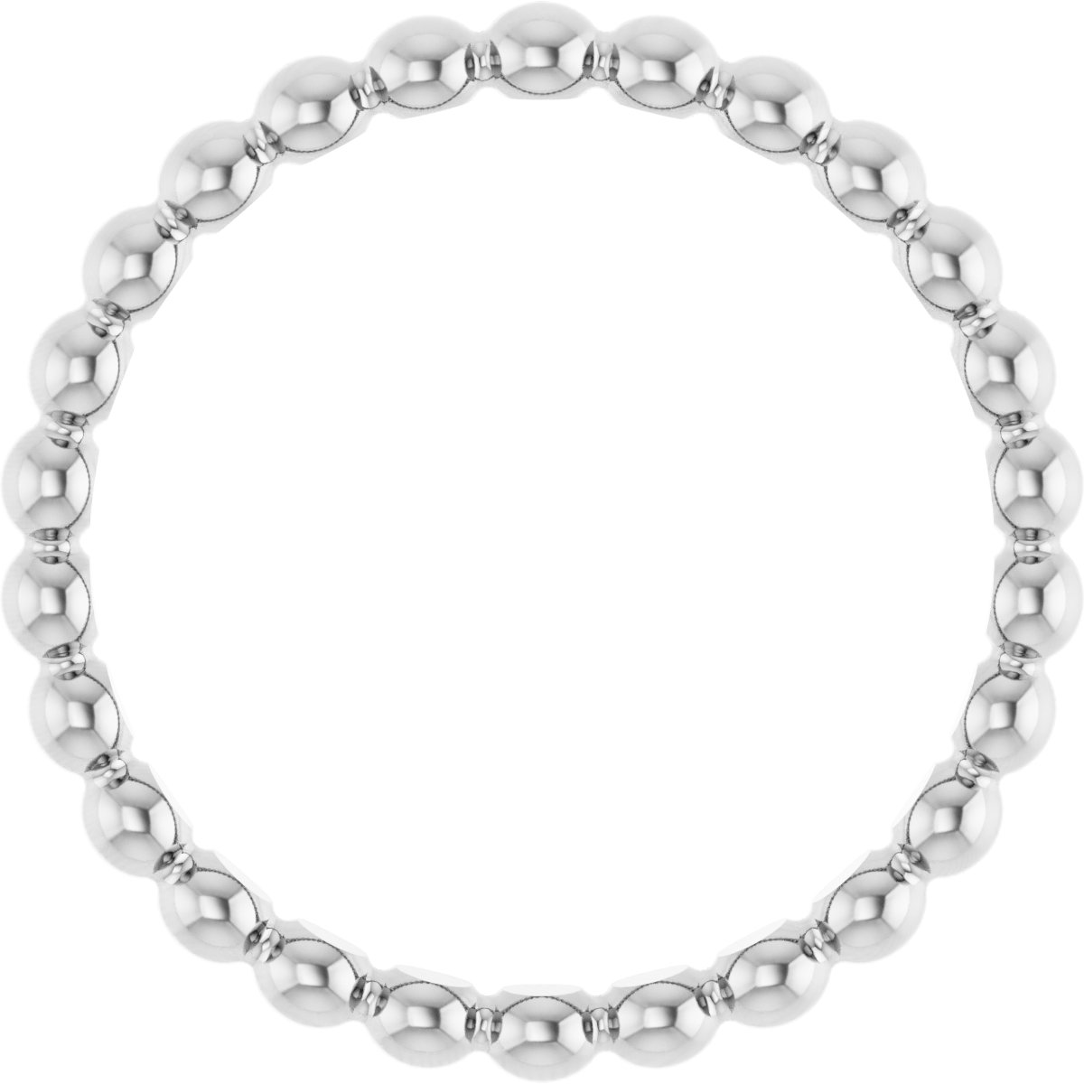 14K White Beaded Stackable Ring