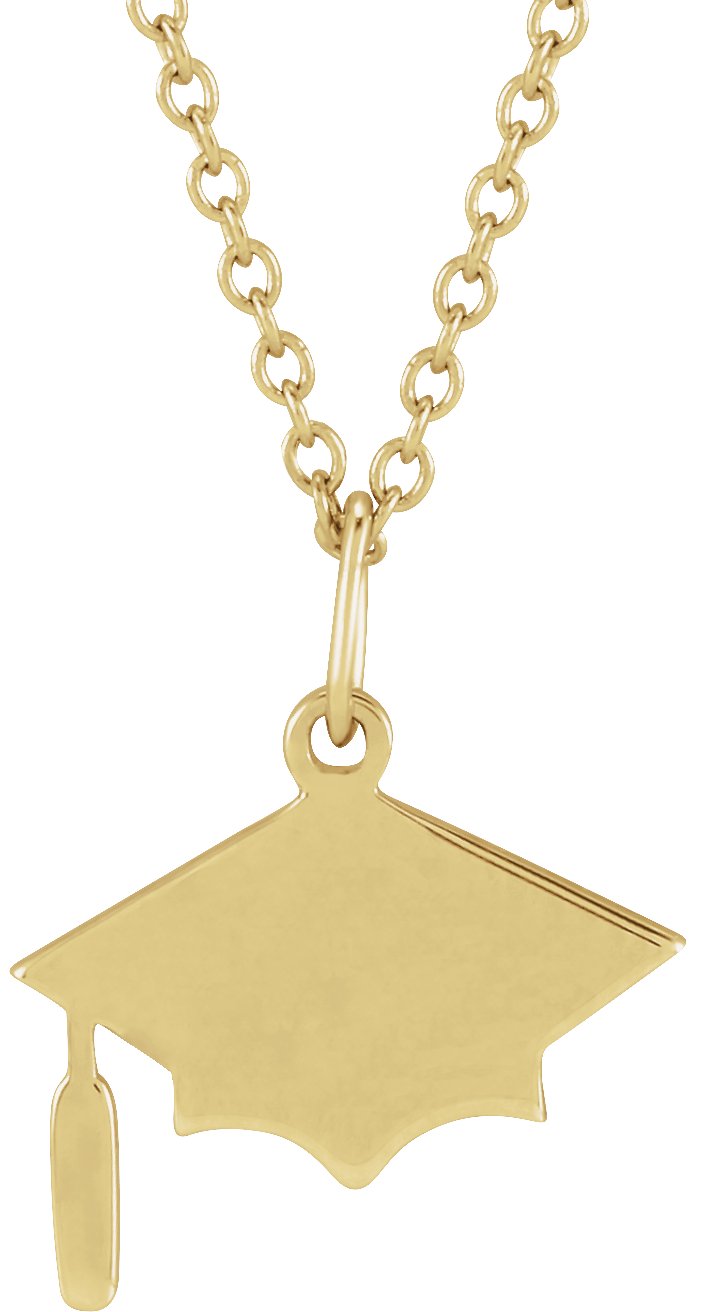 14K Yellow Engravable Graduation Cap 16-18" Necklace