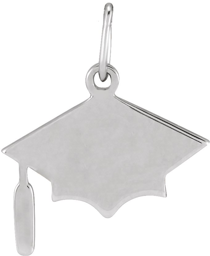 14K White 14.98x12.02 mm Engravanle Graduation Cap Pendant