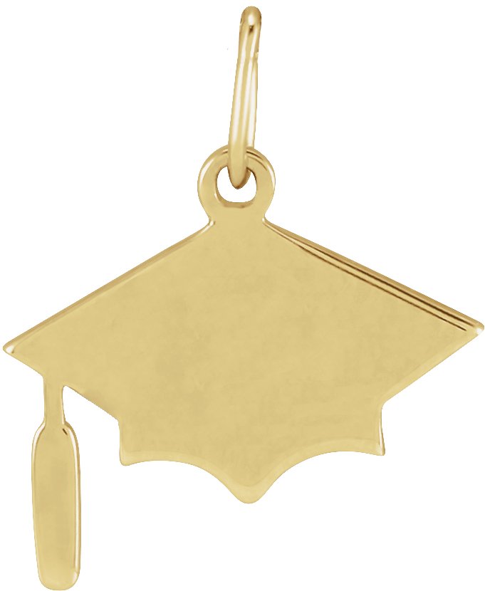 14K Yellow 14.98x12.02 mm Engravanle Graduation Cap Pendant
