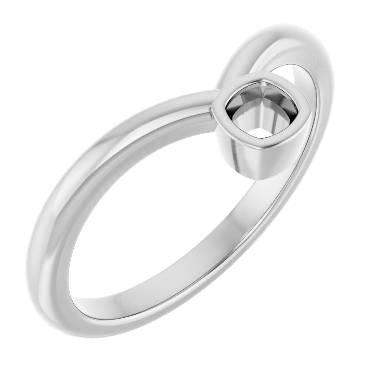 14K White 3 mm Cushion Ring Mounting