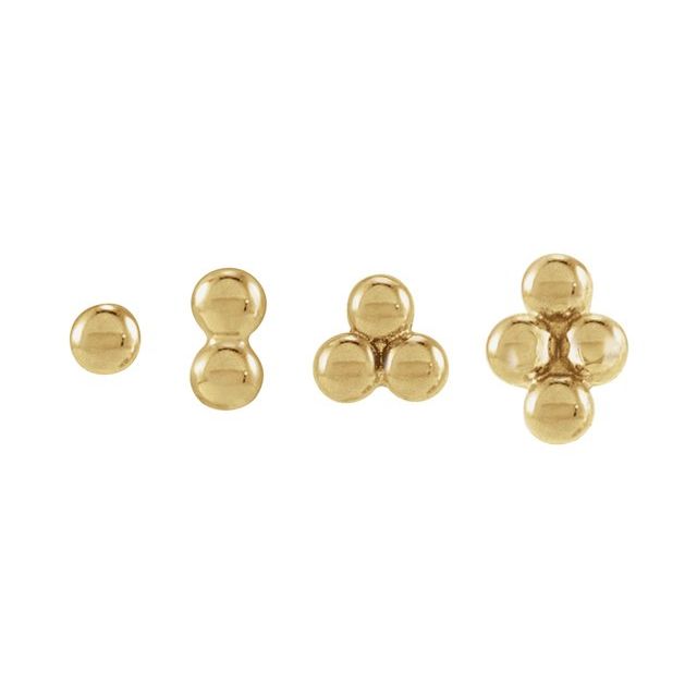 14K Yellow 4 Beads Stud Earrings