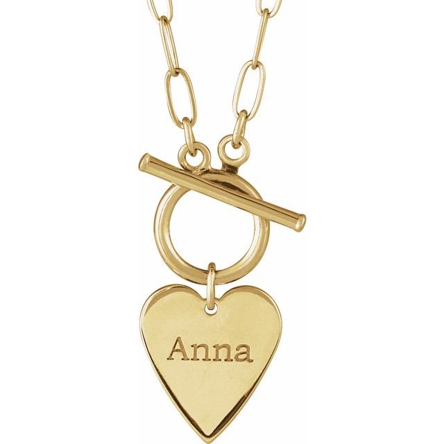Engraved Heart Toggle Necklace