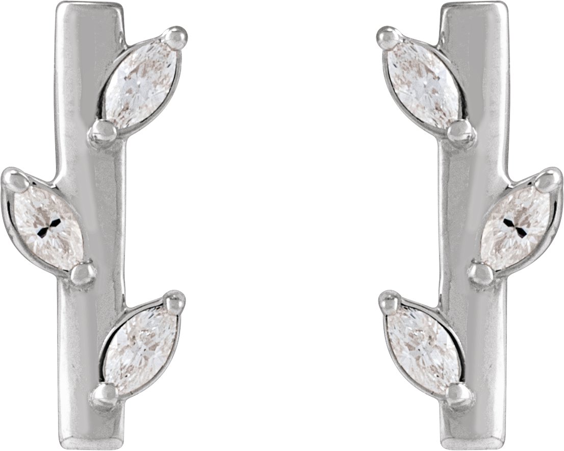 1/10 CTW Natural Diamond Floral Bar Earrings view 2
