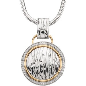 Sterling Silver and 14K Yellow .33 CTW Diamond Elephant Skin Design 18 inch Necklace Ref. 2538442