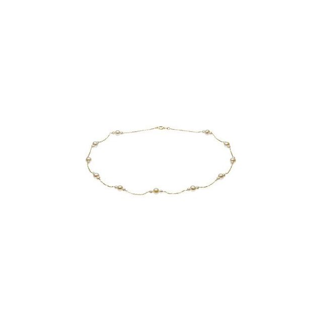 14K Yellow Cultured White Freshwater Pearl 17