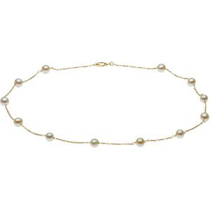 14K Yellow Pearl Station 18 inch Necklace Ref. 55200