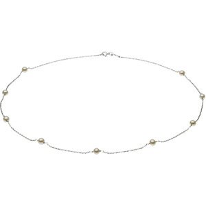 14K White Cultured White Freshwater Pearl 9-Station 18 Necklace 