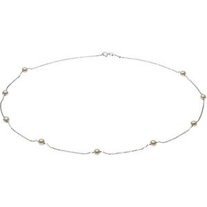 14K White Cultured White Freshwater Pearl 9-Station 18" Necklace 