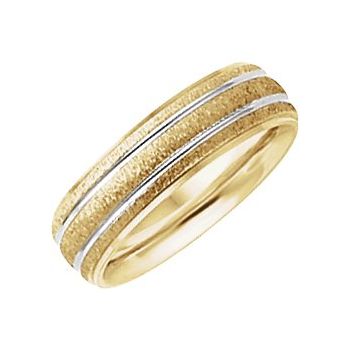 14K Yellow 6 mm Grooved Band with Stone Polish Finish Size 15 Ref 166946