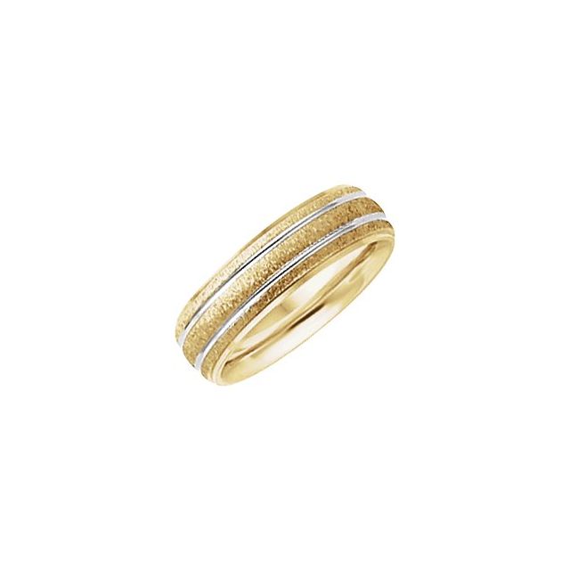14K Yellow 6 mm Grooved Band with Stone/Polish Finish Size 5.5