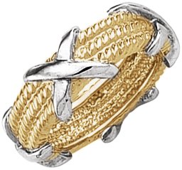 14K Yellow/White 7 mm Criss-Cross Rope Band Size 7