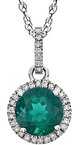 14K White Lab-Grown Emerald & 1/10 CTW Natural Diamond 18
