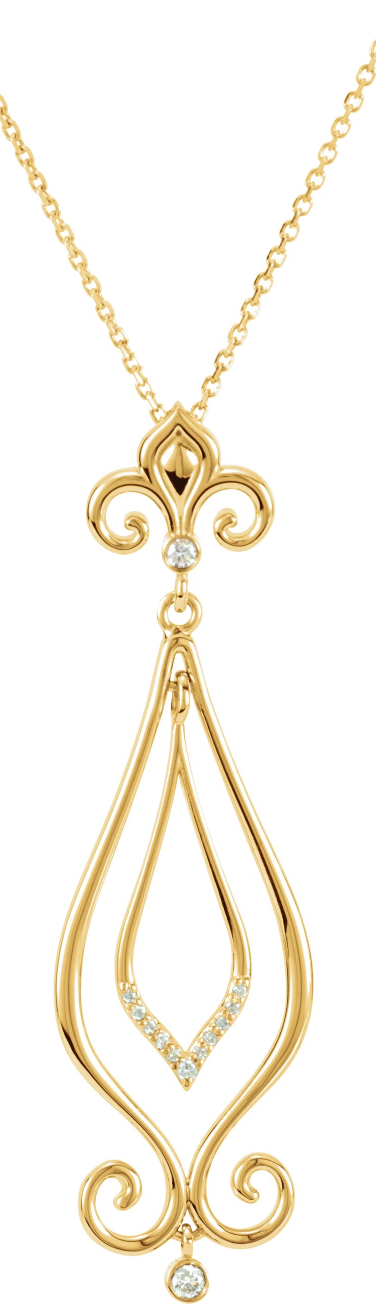 .08 CTW Natural Diamond Necklace – 14K Yellow Gold