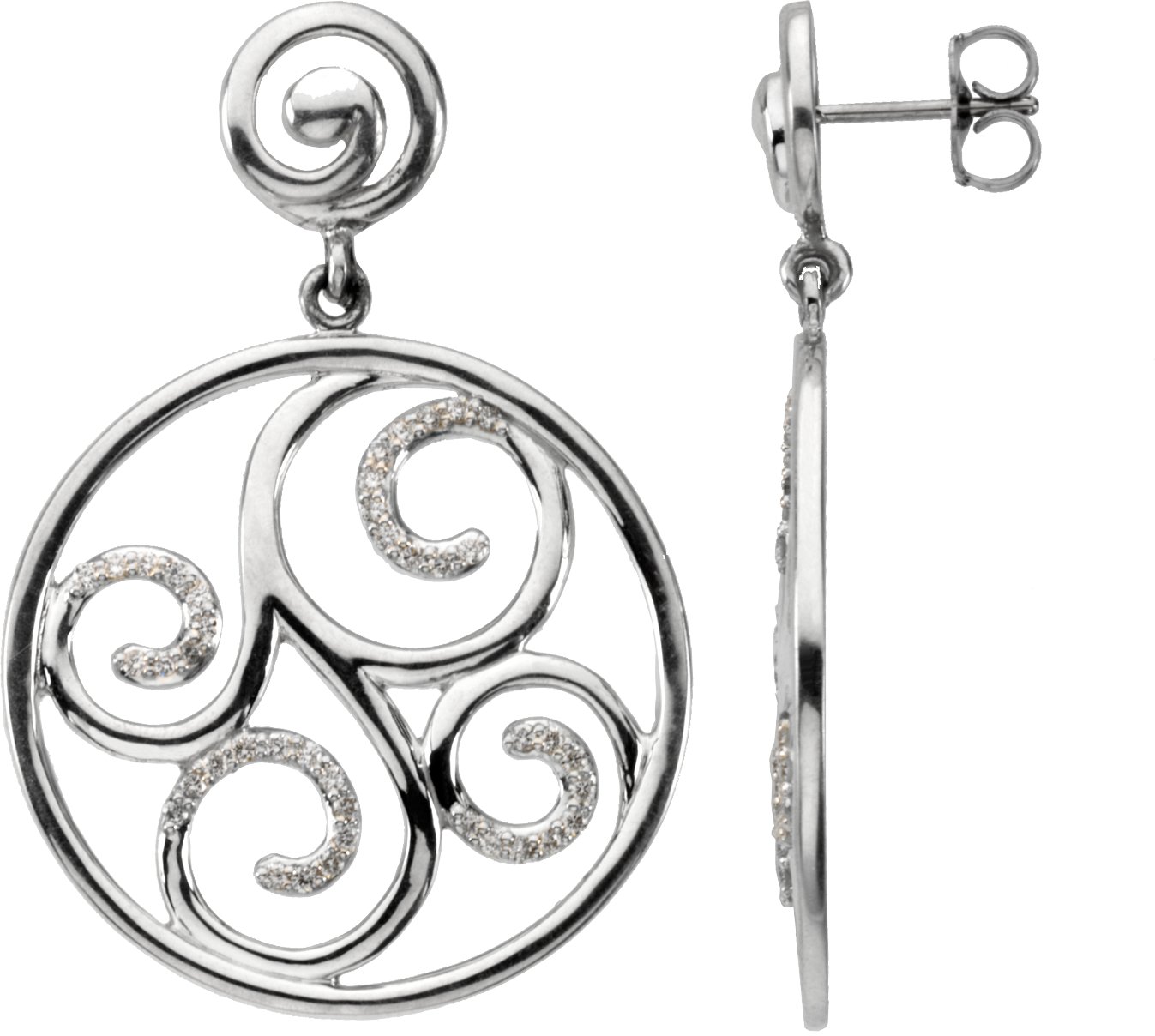 3/8 CTW Natural Diamond Earrings – Sterling Silver & 14K White Gold