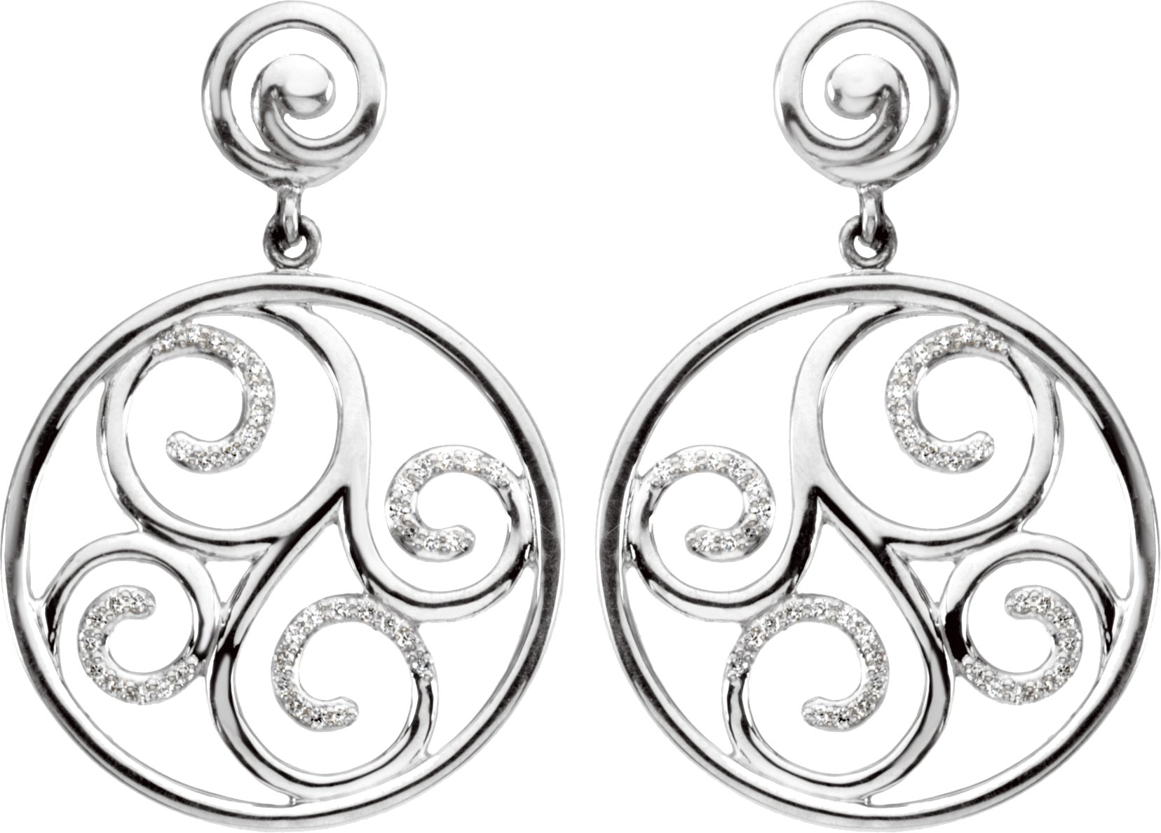 Alternative view of 3/8 CTW Natural Diamond Earrings – Sterling Silver & 14K White Gold