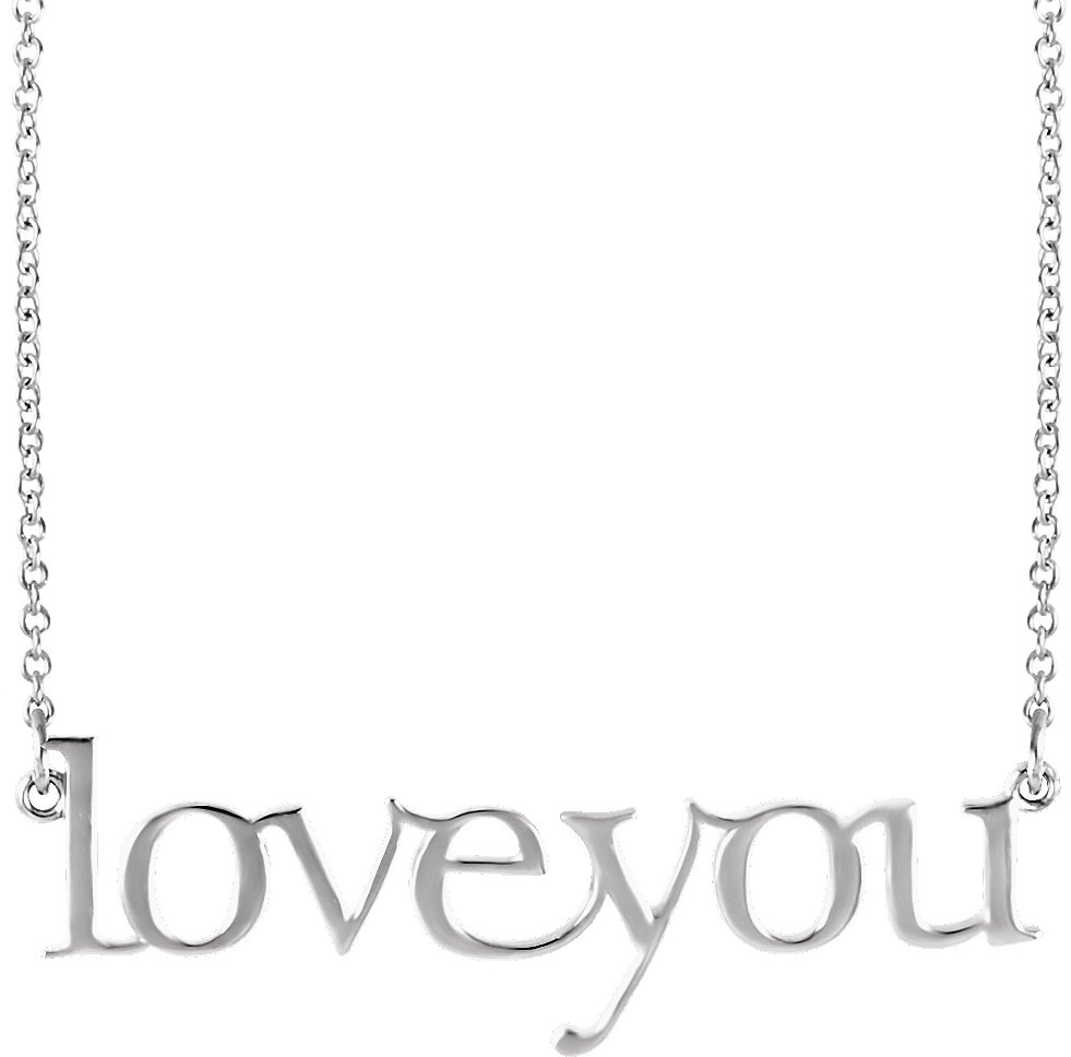 14K White Love You 16 1/2" Necklace 