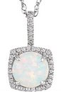 Sterling Silver 7 mm Lab-Grown White Opal & .015 CTW Natural Diamond 18