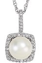 Sterling Silver 6.5-7 mm Cultured White Freshwater Pearl & .015 CTW Natural Diamond 18