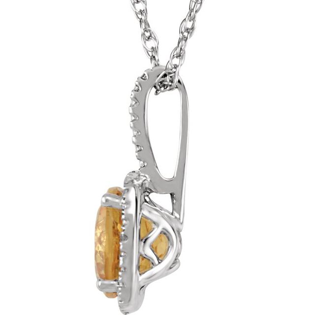 Sterling Silver 7 mm Natural Citrine & .015 CTW Natural Diamond 18