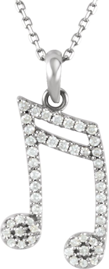 14K White 1/5 CTW Diamond Double Sixteenth Note 16" Necklace