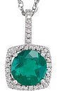 Sterling Silver 7 mm Lab-Grown Emerald & .015 CTW Natural Diamond 18