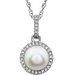 14K White Cultured White Freshwater Pearl & 1/10 CTW Natural Diamond 18