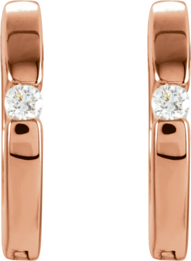 14K Rose .07 CTW Diamond Hoop Earrings