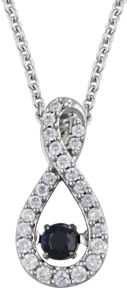 14K White Blue Sapphire & 1/6 CTW Diamond 18" Mystara® Necklace