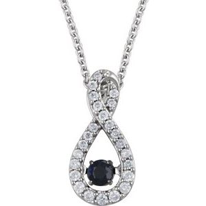 14K White Blue Sapphire & 1/6 CTW Diamond 18" Mystara® Necklace