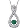 14K White Emerald and .17 CTW Diamond 18 inch Mystara Necklace Ref 8542048