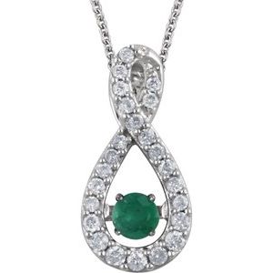 14K White Emerald & 1/6 CTW Diamond 18" Mystara® Necklace