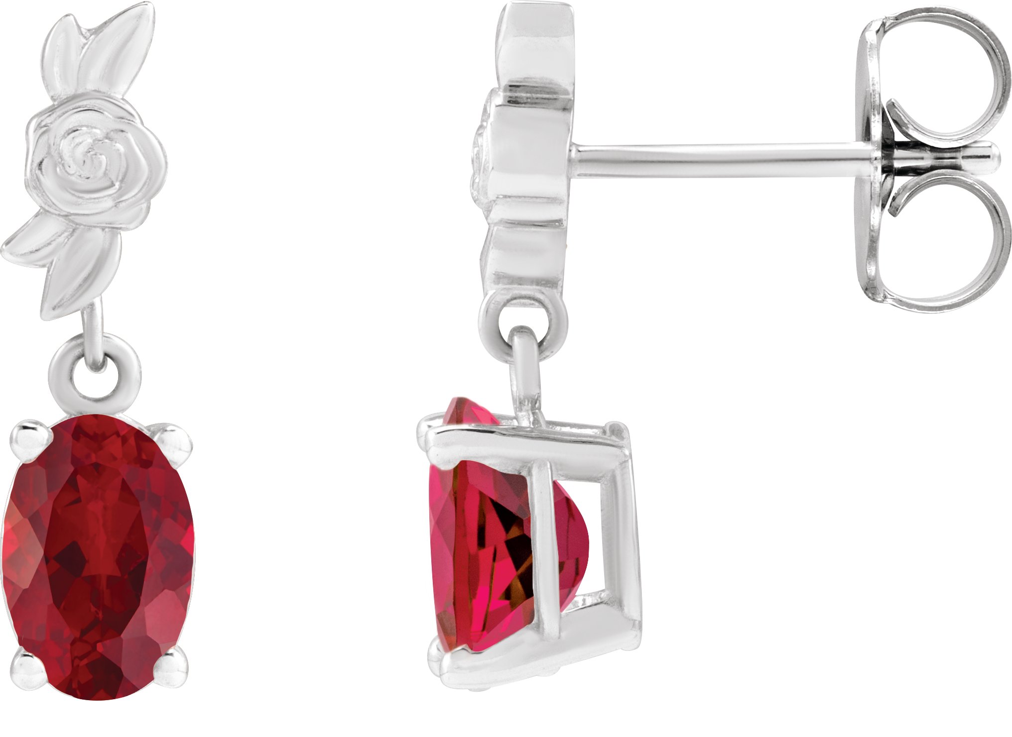 8x6 mm Lab-Grown Red Ruby Earrings