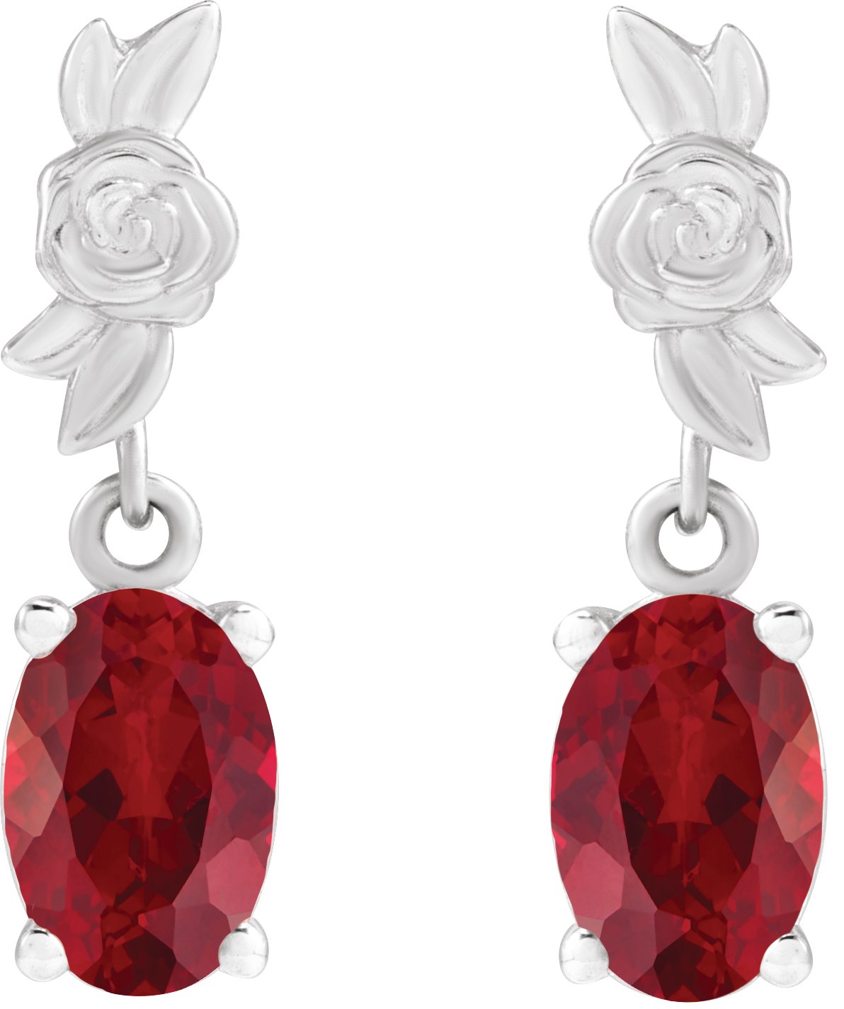 8x6 mm Lab-Grown Red Ruby Earrings view 2