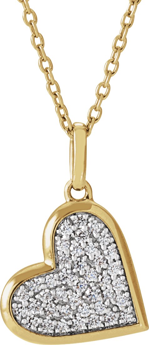 14K Yellow 1/4 CTW Natural Diamond Heart 18" Necklace