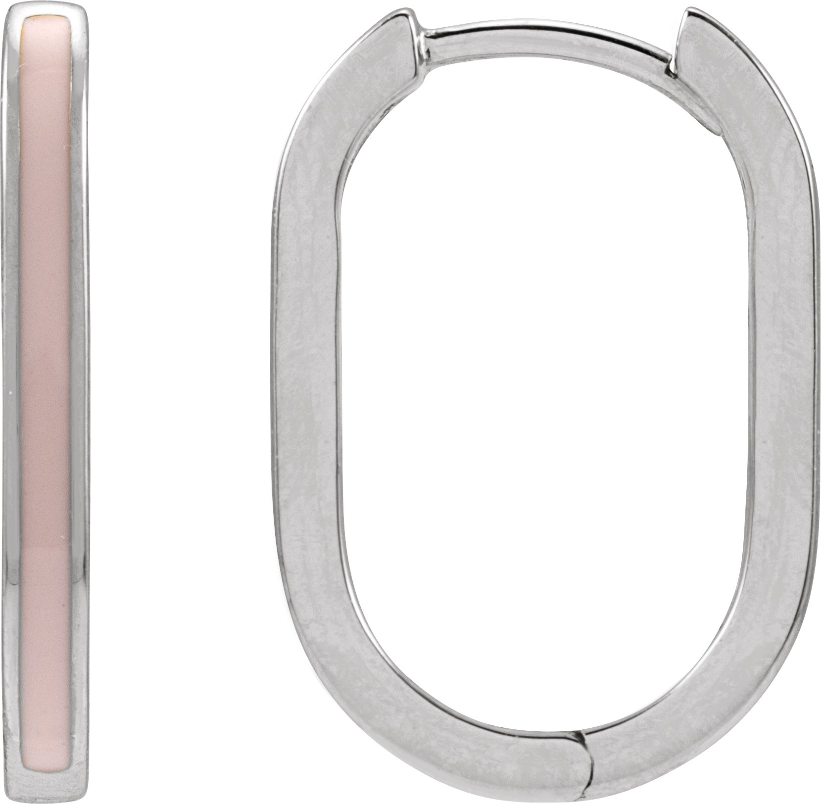 Sterling Silver Pink Enamel 11.9 mm Hoop Earrings