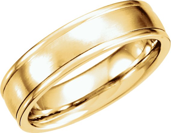 14K Yellow 6 mm Grooved Band with Satin Finish Size 8.5