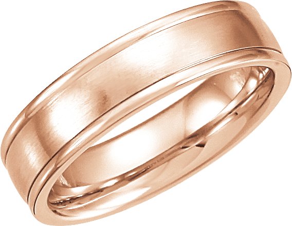 14K Rose 6 mm Grooved Band with Satin Finish Size 6 Ref 6948125