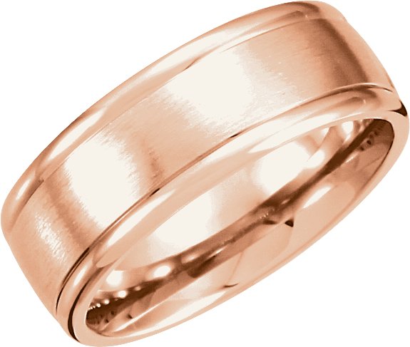 14K Rose 8 mm Grooved Band with Satin Finish Size 4 Ref 7038989