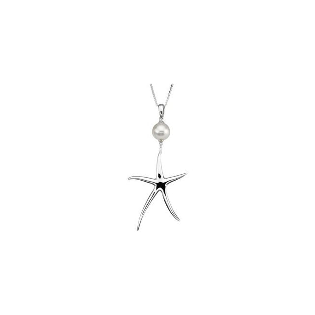 Sterling Silver Cultured White Freshwater Pearl Starfish 18 Necklace  