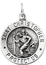 14K White 15 mm St. Christopher Medal Ref 15986