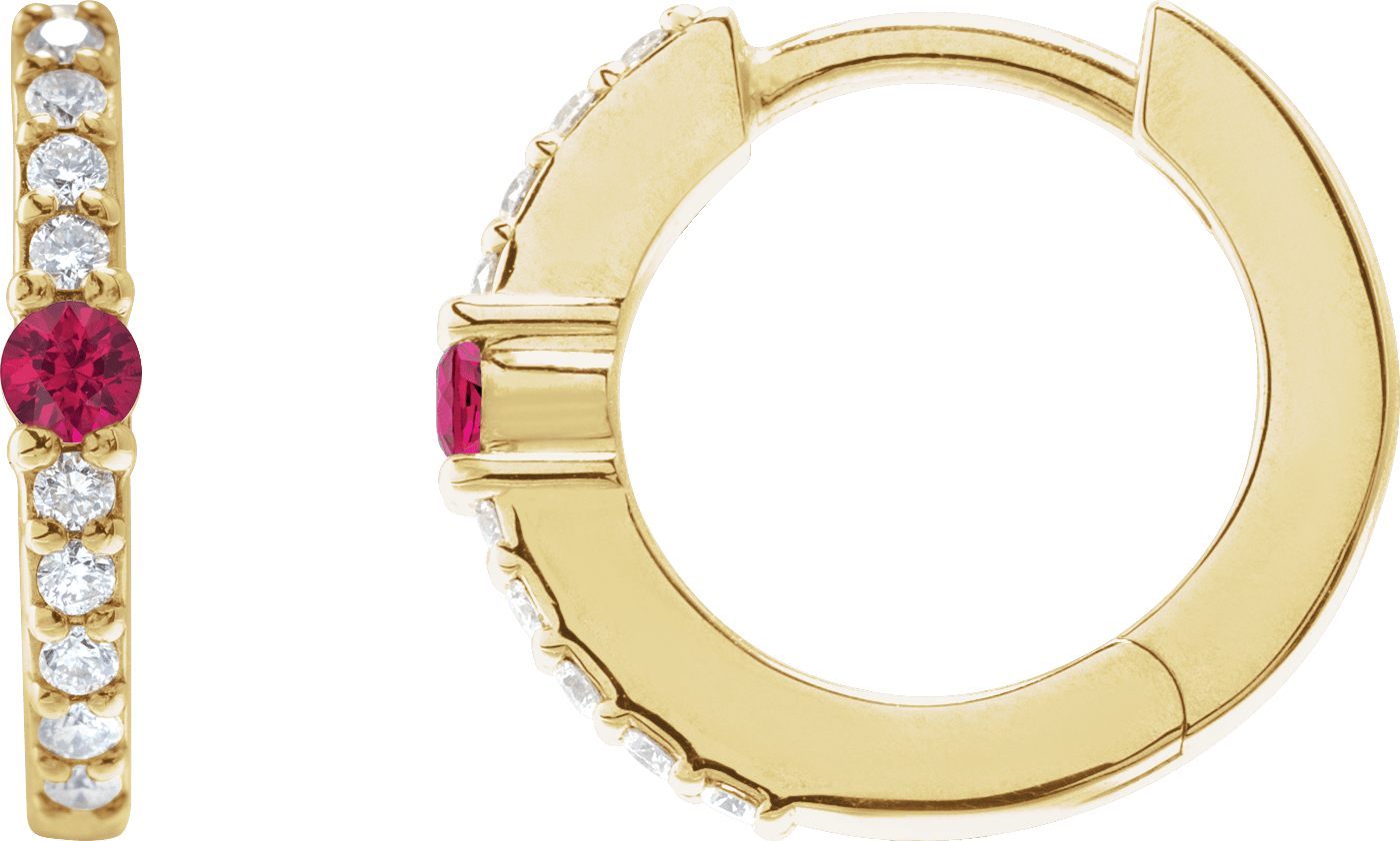 ruby july birthstone hoop earrings