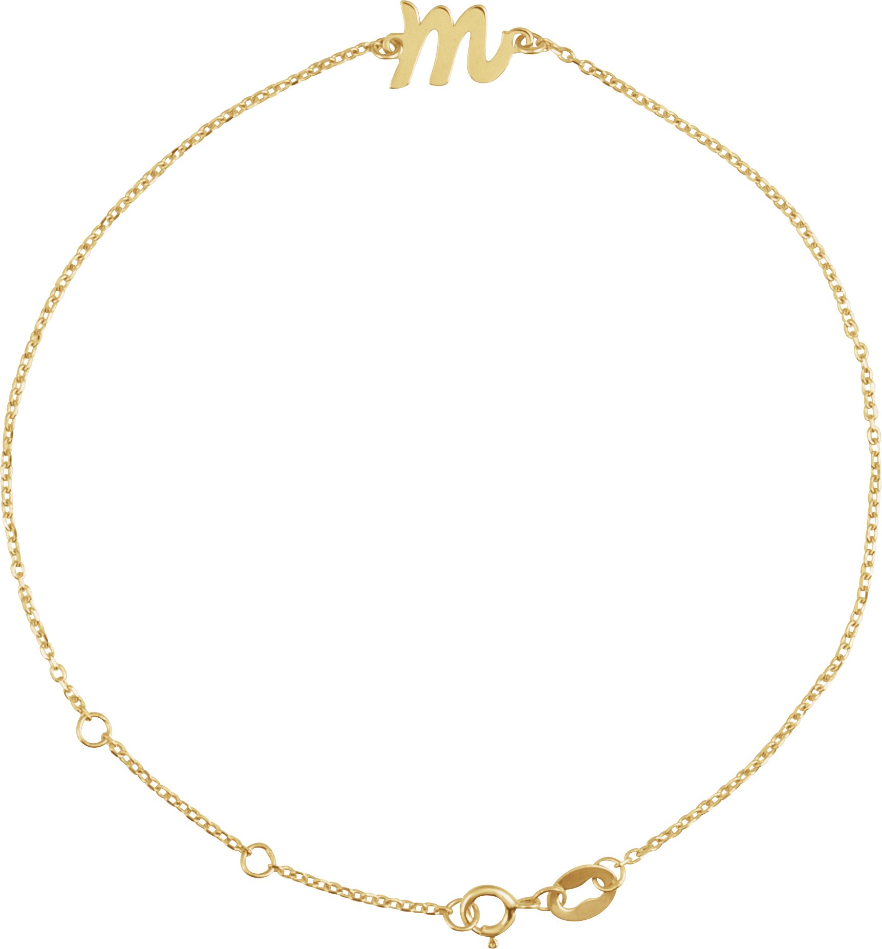 14K Yellow Initial M 6 1/2-7 1/2 Bracelet