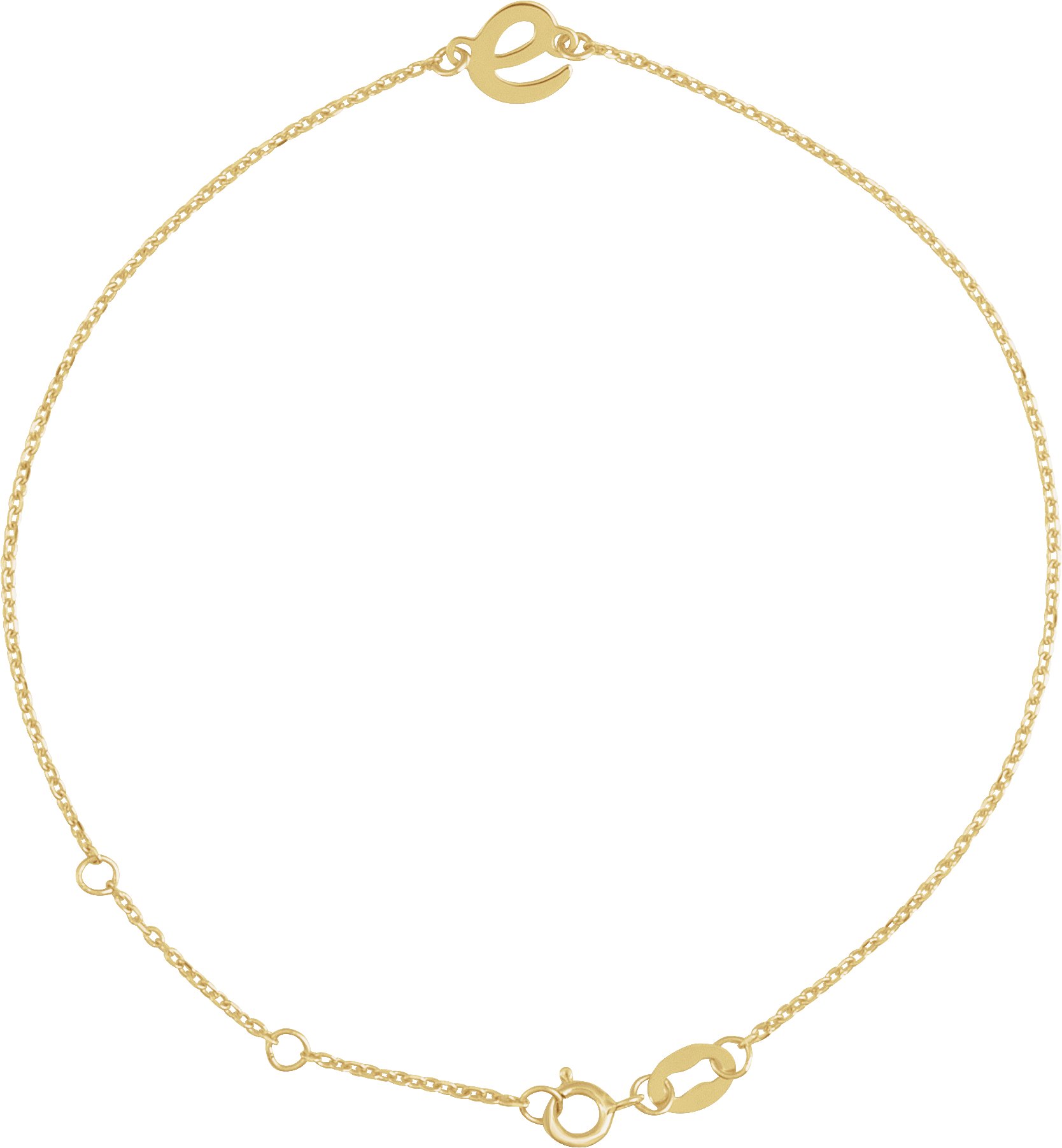 14K Yellow Initial E 6 1/2-7 1/2 Bracelet