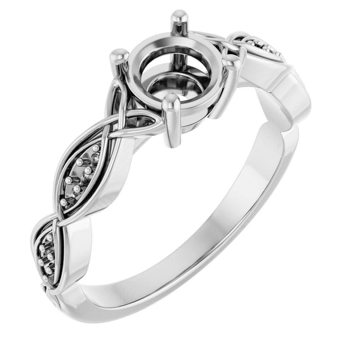 V-End Prong Accented Engagement Ring